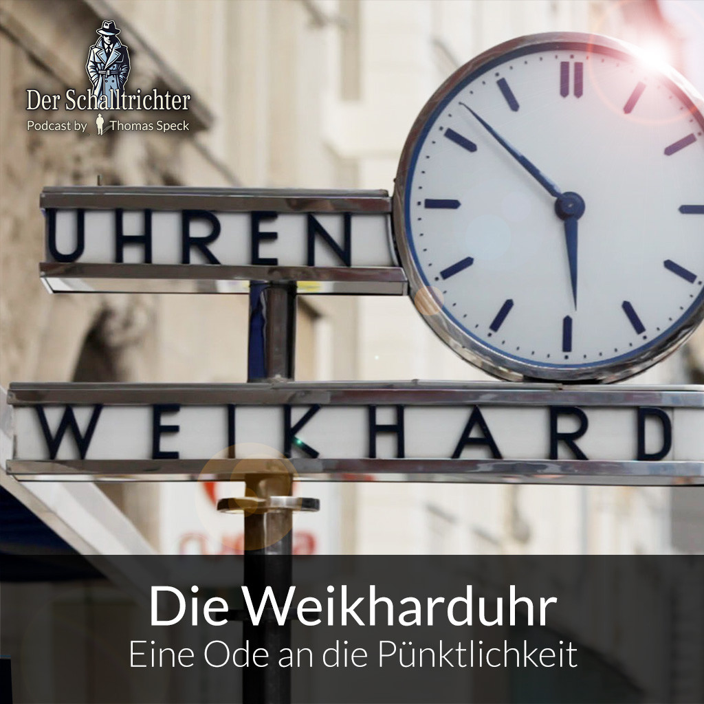 Die Weikhard Uhr am Grazer Hauptplatz. Die Uhr zeigt eine präzise Zeit, während weiches Abendlicht die alten Gebäude der Stadt reflektiert. Die Szene fängt die nostalgische Atmosphäre eines klassischen Treffpunkts ein, der über Generationen hinweg als Symbol für Verlässlichkeit und Pünktlichkeit gilt.